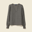 T-shirt col V manches longues noir femme