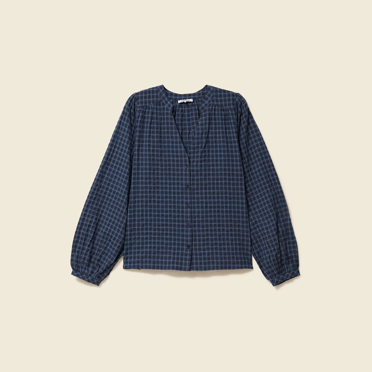 Chemise manches longues col rond noir femme