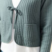 Cardigan droit court manches longues vert canard femme