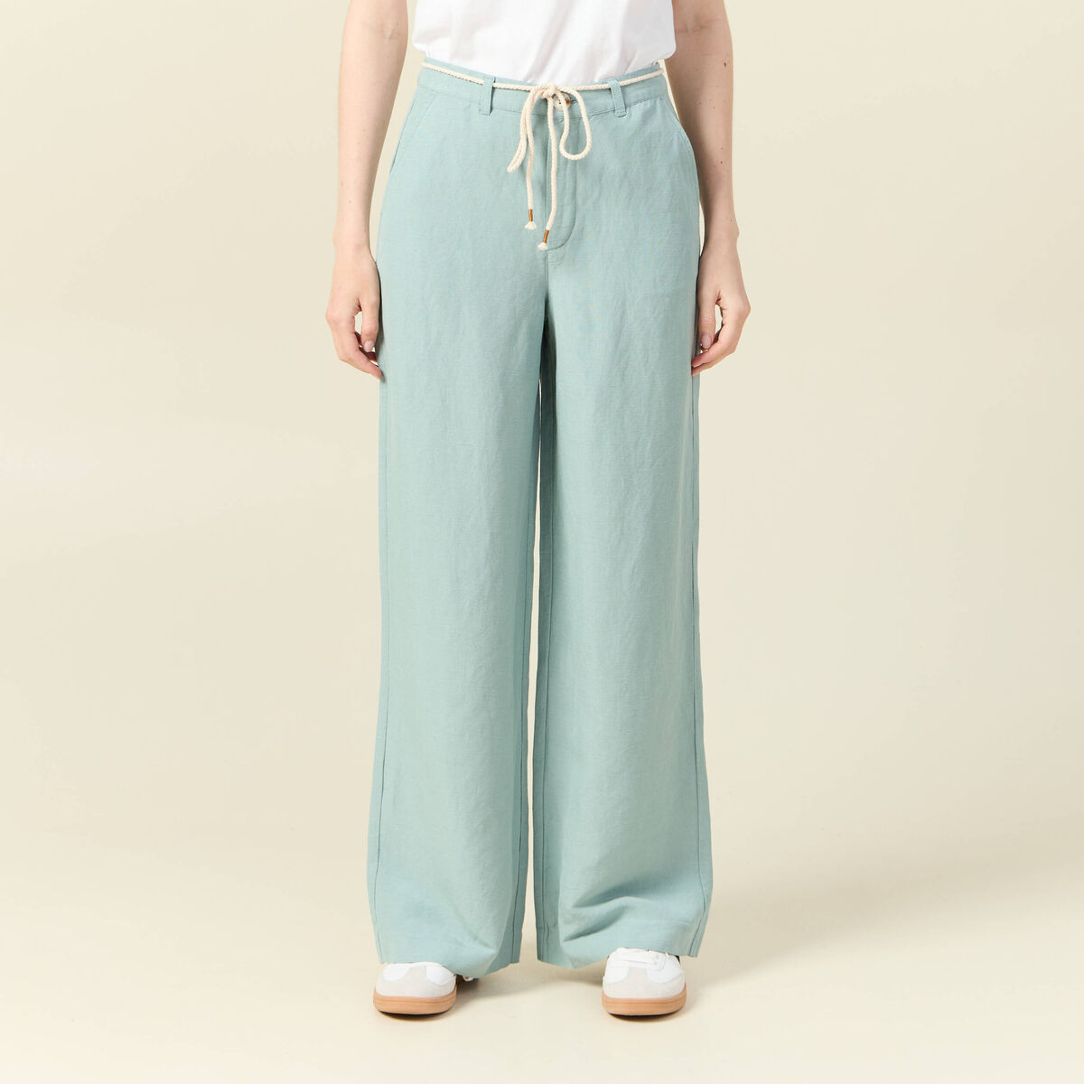 Pantalon large éco-responsable vert pastel femme