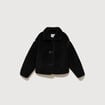 Manteau court oversize sherpa noir femme