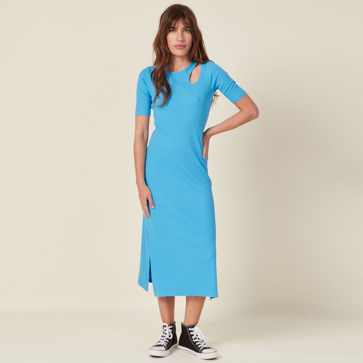 Robe longue bleu femme