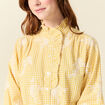 Chemise vichy manches longues en coton jaune femme