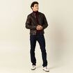 Blouson simili cuir marron foncé homme