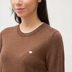 Pull fin col rond manches longues marron femme