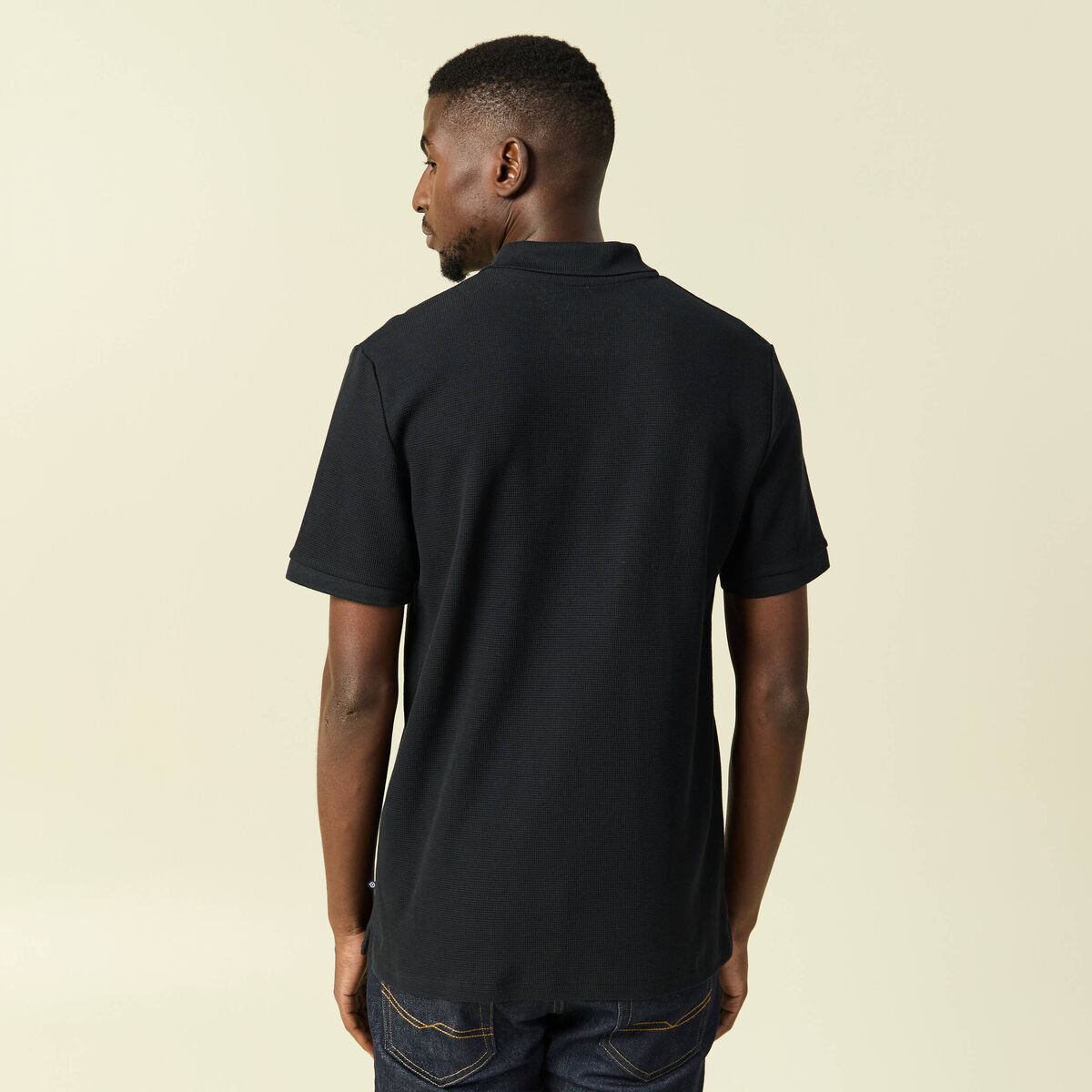 Polo col polo manches courtes en coton noir homme
