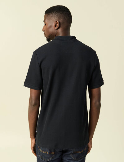Polo col polo manches courtes en coton noir homme