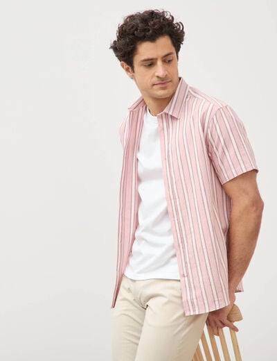 Chemise manches courtes rose pastel homme
