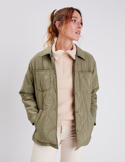 Manteau droit éco-responsable vert kaki femme