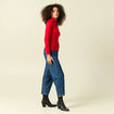 T-shirt cintr&eacute; manches longues col roul&eacute; rouge femme