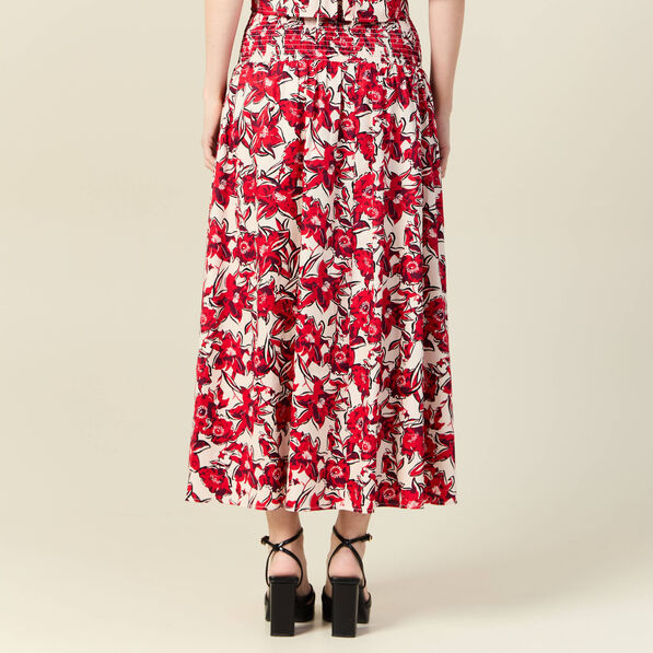 Jupe longue évasée rouge femme