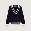 Pull manches longues bleu fonc&eacute; femme