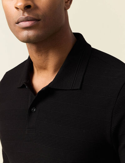 Polo manches longues noir homme