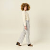 Veste tweed courte jaune pastel femme