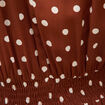 Robe longue &eacute;vas&eacute;e col v manches courtes marron cognac femme
