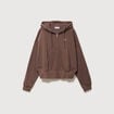 Sweat boyfriend &agrave; capuche marron femme