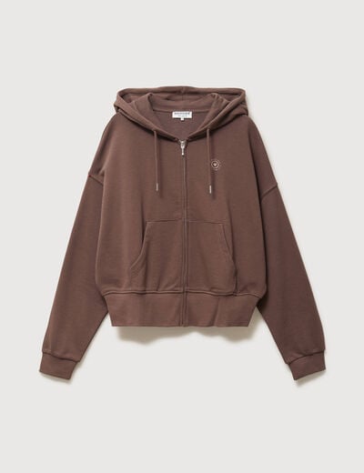 Sweat boyfriend &agrave; capuche marron femme