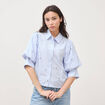Chemise ample manches coude bleu ciel femme