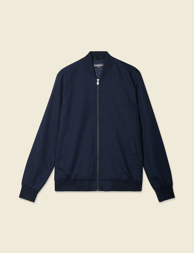 Blouson zipp&eacute; col teddy bleu marine homme