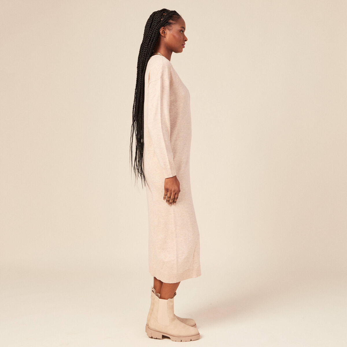 Robe pull éco-responsable creme femme