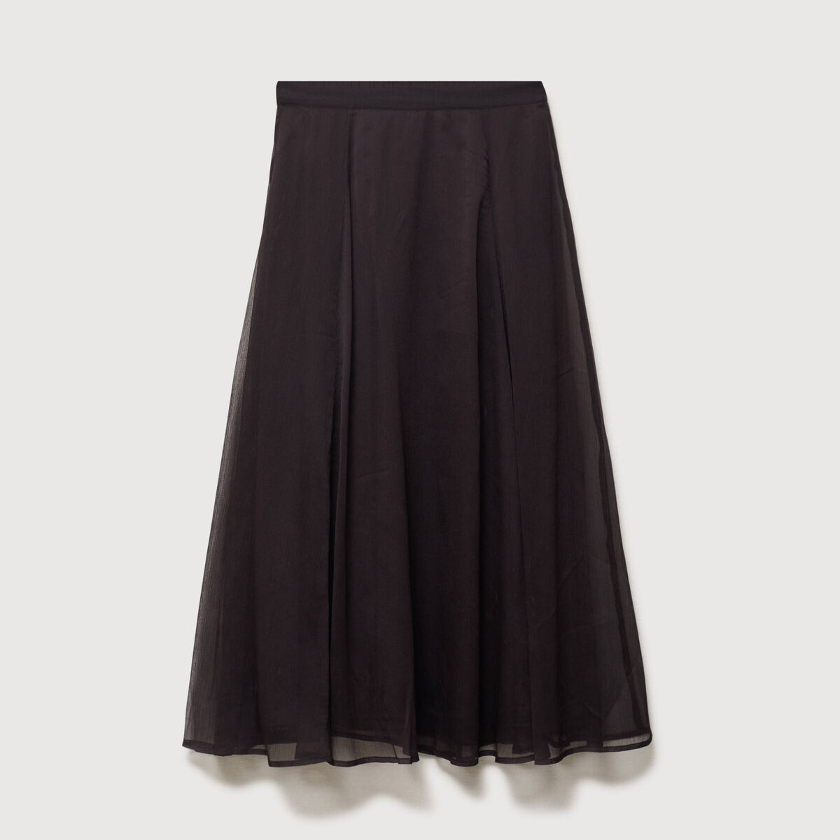 Jupe en voile doubl&eacute;e marron fonc&eacute; femme