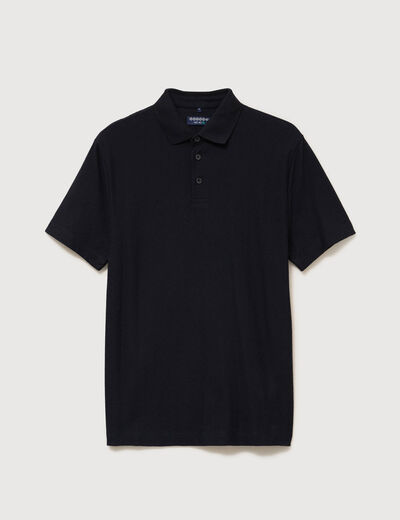 Polo droit en coton manches courtes noir homme