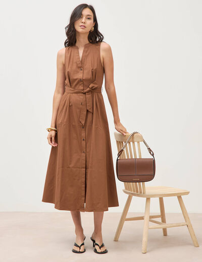 Robe en coton sans manches marron femme