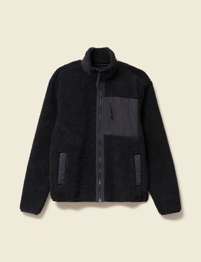 Sweat effet polaire manches longues gris anthracite homme