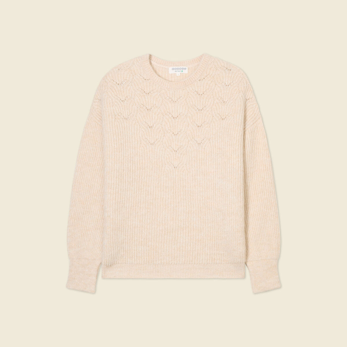Pull manches longues creme femme