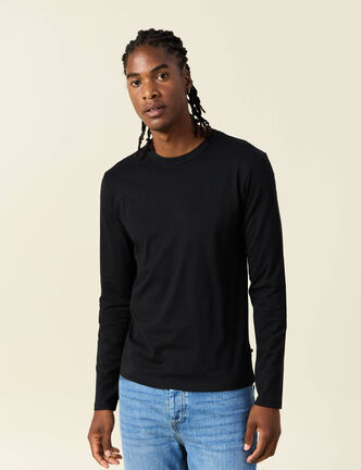T-shirt en coton manches longues noir homme