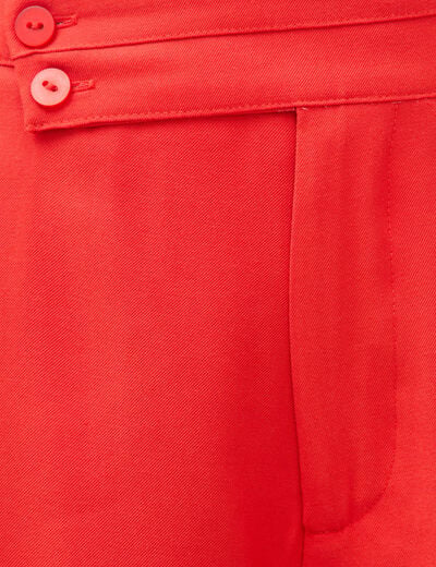 Pantalon large taille haute ceinture rouge femme