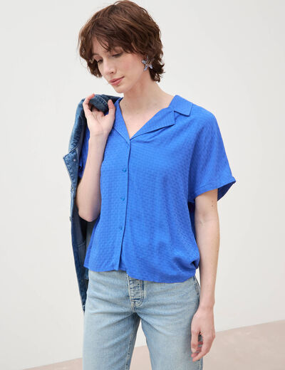 Chemise manches courtes bleu electrique femme