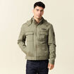 Blouson col montant &agrave; capuche vert kaki homme