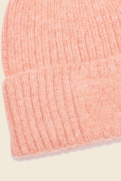Bonnet tricoté orange foncé femme