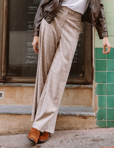 Pantalon loose taille standard fluide beige femme