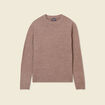 Pull manches longues col rond taupe homme