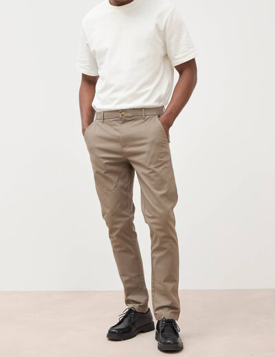 Pantalon chino slim sable homme