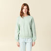 Sweat droit court col rond en coton vert pastel femme