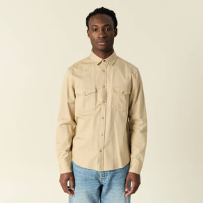 chemise manches longues beige homme Chemise manches longues beige homme