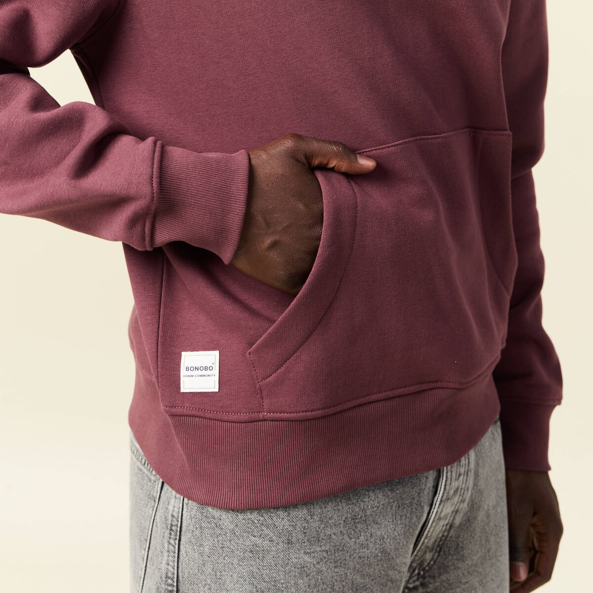 Sweat &agrave; capuche bordeaux homme