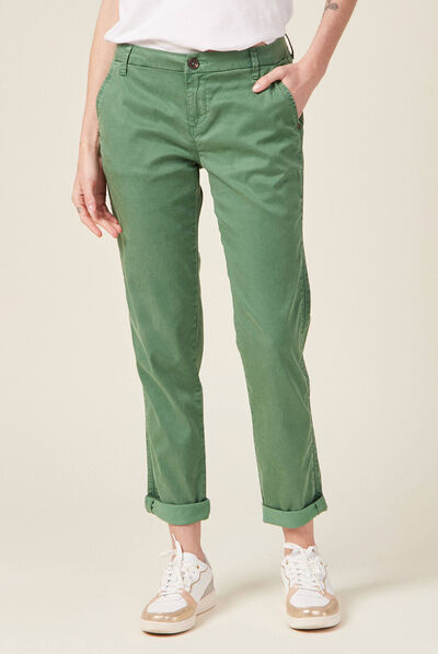 Pantalon chino Instinct vert femme