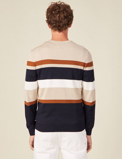 Pull manches longues marron homme
