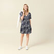 Robe évasée manches courtes bleu femme