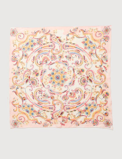 Foulard en coton effet satin&eacute;e orange femme