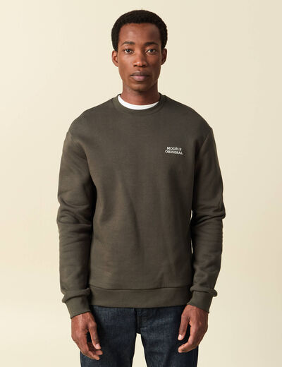 Sweat manches longues vert kaki homme