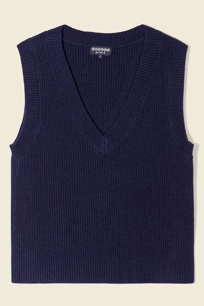 Pull éco-responsable bleu marine femme