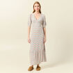Robe longue évasée col en V blanc femme