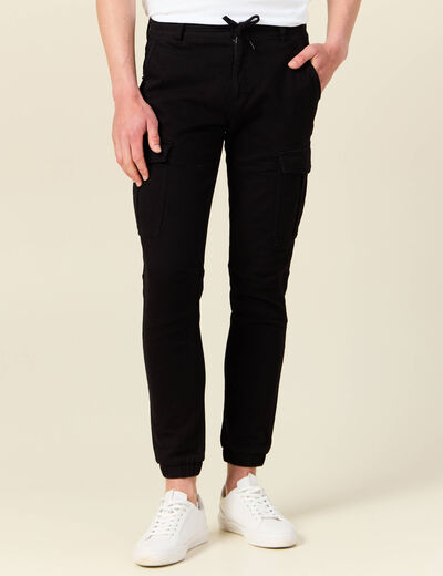 Pantalon cargo taille à cordon noir homme