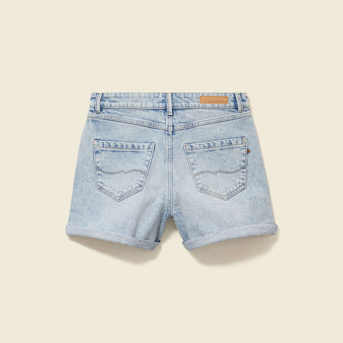 Short mom taille haute en jean denim snow bleu femme
