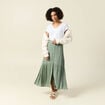 Jupe longue évasée vert kaki femme